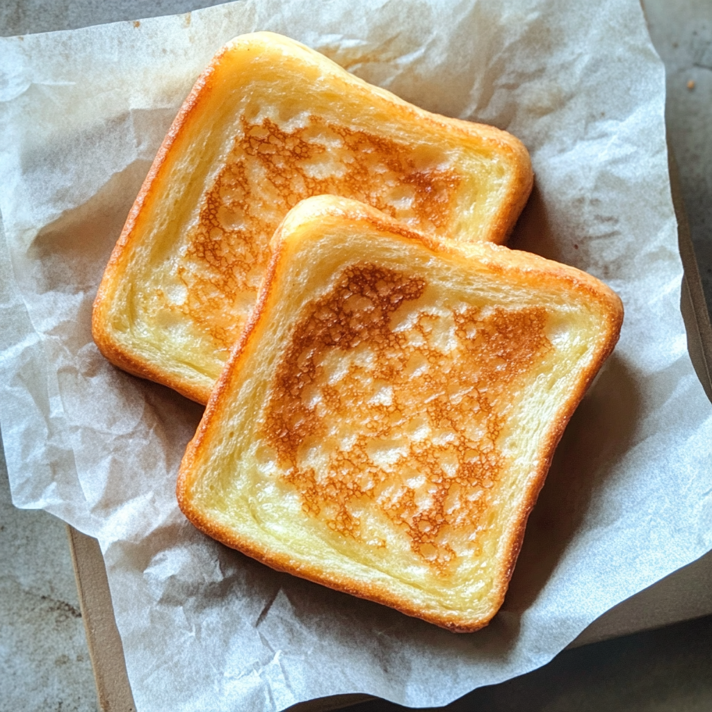 Crispy golden toast on parchment paper. How long to cook frozen Texas Toast?