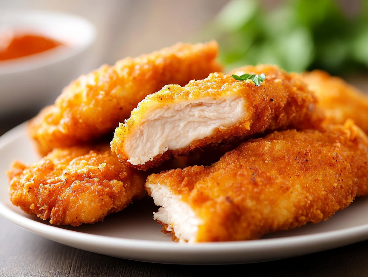Golden fried chicken tenderloins, illustrating the question 'Can I Use Chicken Tenderloins Instead of Breasts?