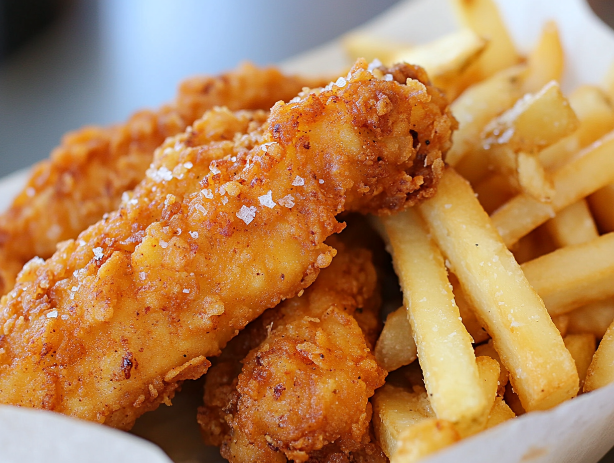 Crispy chicken tenders and fries - Are Chicken Tenders and Fries Unhealthy?