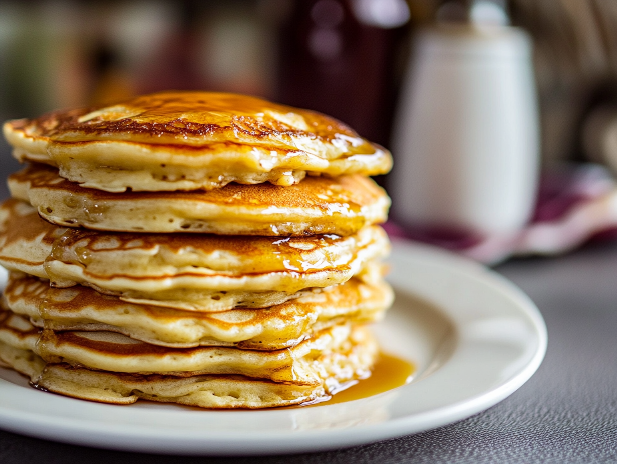 Kodiak Pancake Recipe: The Ultimate Guide - A stack of fluffy Kodiak pancakes drizzled with syrup.