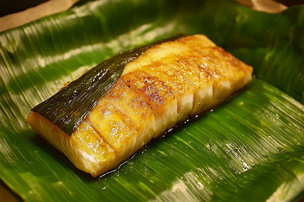Fish wrapped in banana leaf for cooking