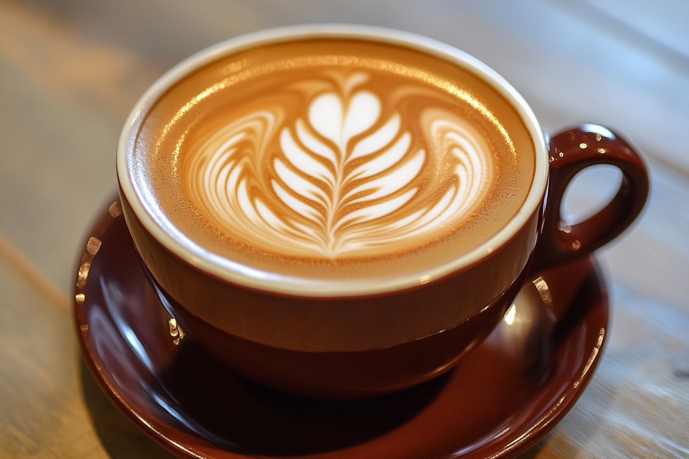 Perfect flat white with milk in a cup