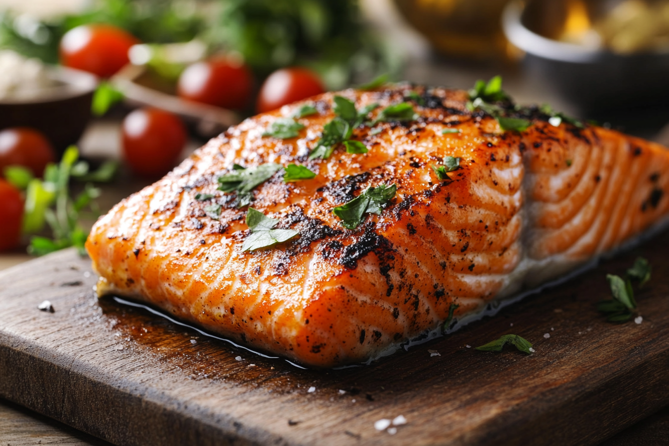 Blackened salmon dish showcasing healthy cooking