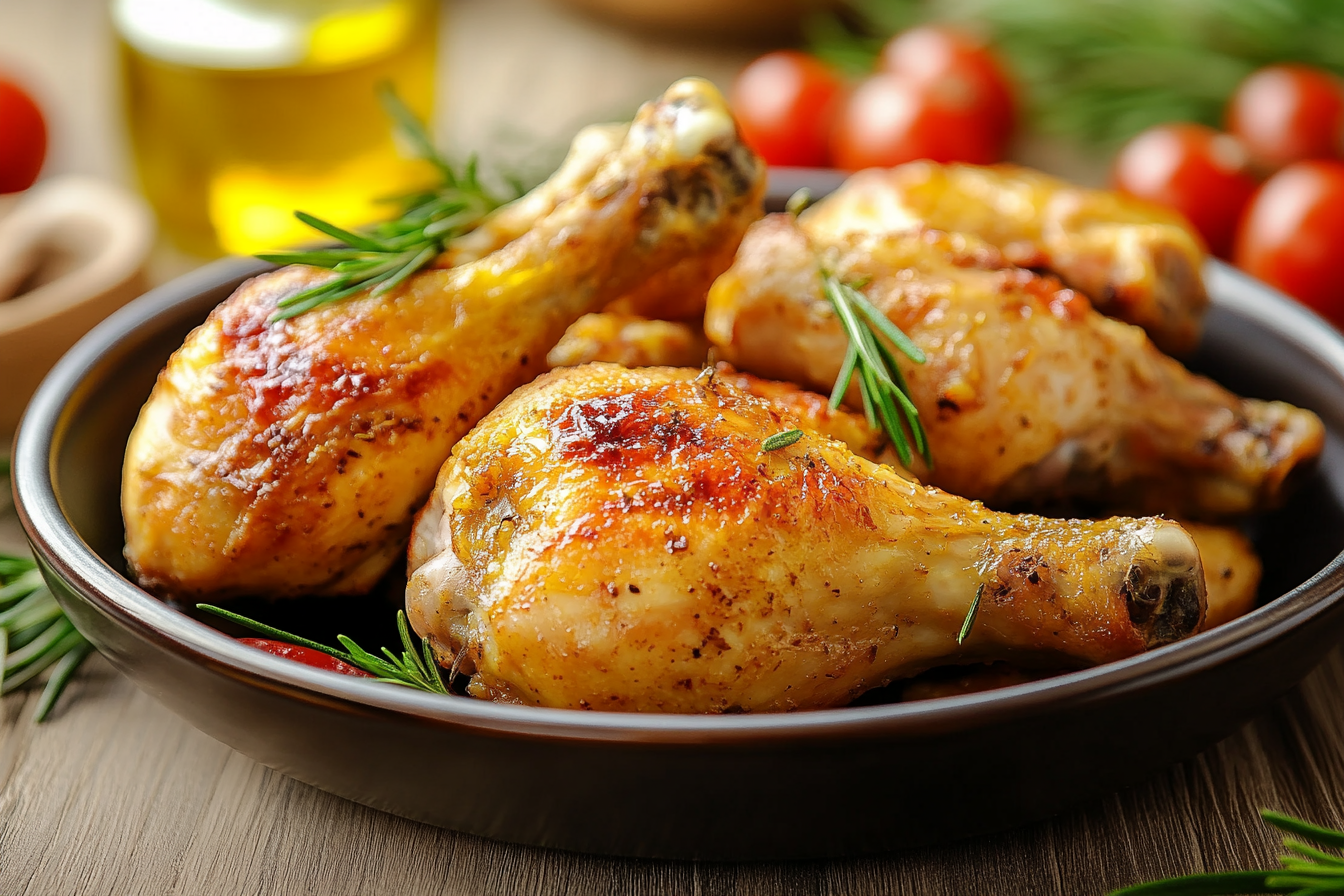 Fried chicken cooked in olive oil