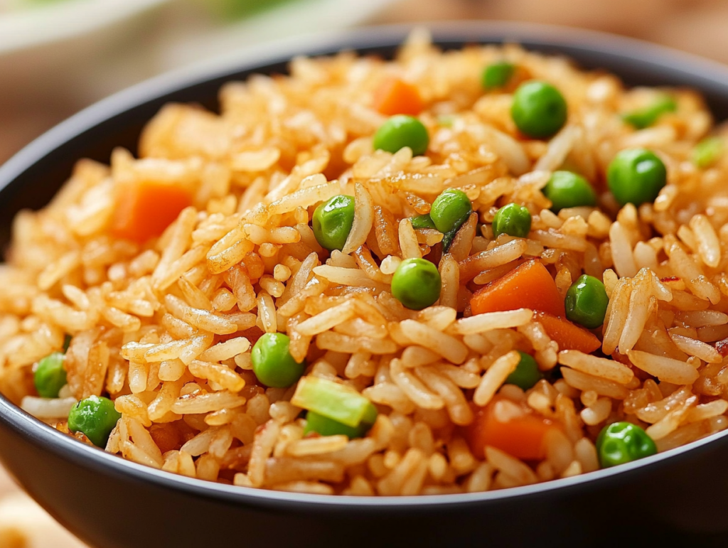 Chinese fried rice with peas and carrots