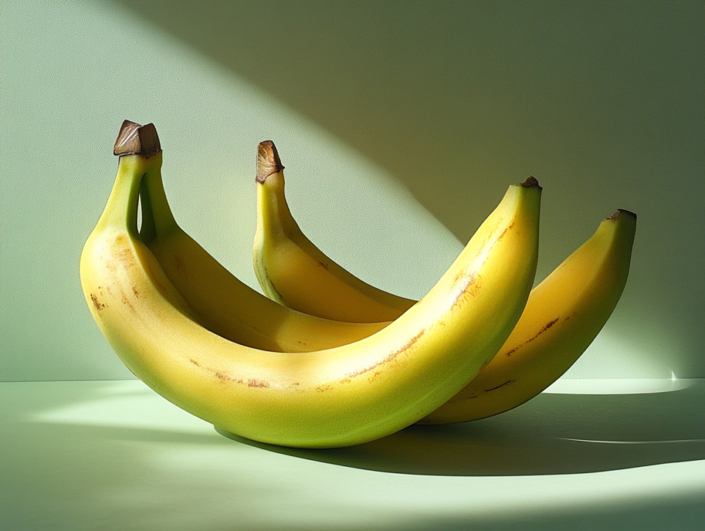 Bananas arranged in a curved shape with soft lighting, illustrating the natural form of the banana curve concept