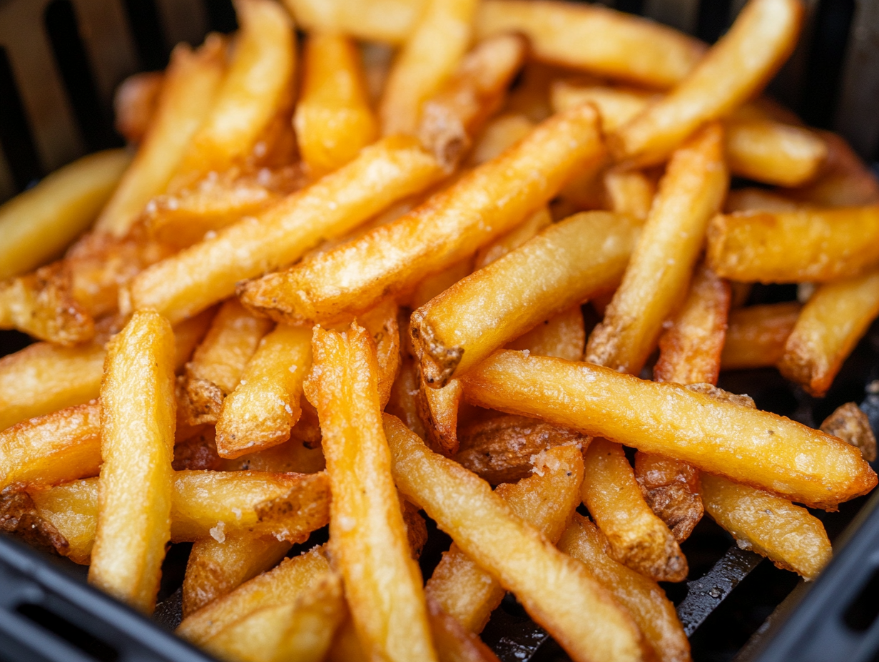 Crispy frozen fries in an air fryer